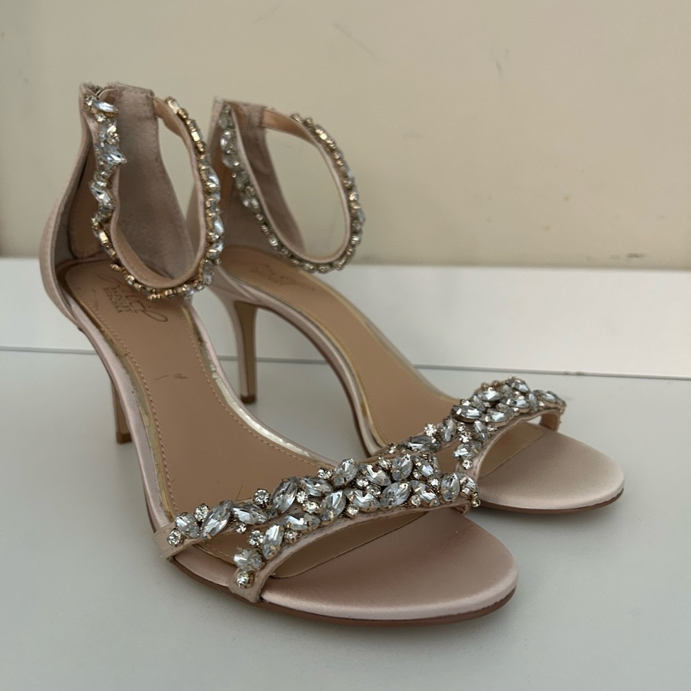 Elegant Beige Embellished Heels